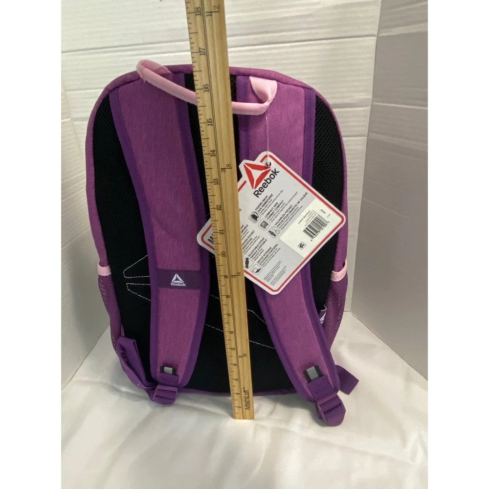 Reebok Marley Backpack Girls Purple Pink New Water Resistant Zip Adjustable stra